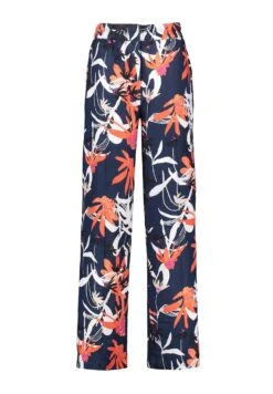 Gerry Weber 7/8 Linen Wide Leg Pants - Broek - Blau Rot Orange Druck -Gerry Weber 02baf34687ef46a0b112447aa962de32