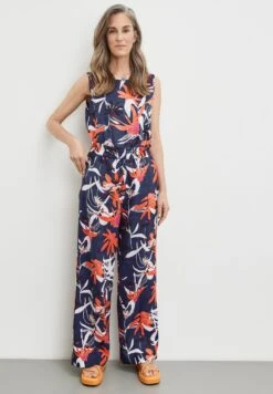 Gerry Weber 7/8 Linen Wide Leg Pants - Broek - Blau Rot Orange Druck -Gerry Weber 2053da3d7d2b46fdb20f2c20eac30f02