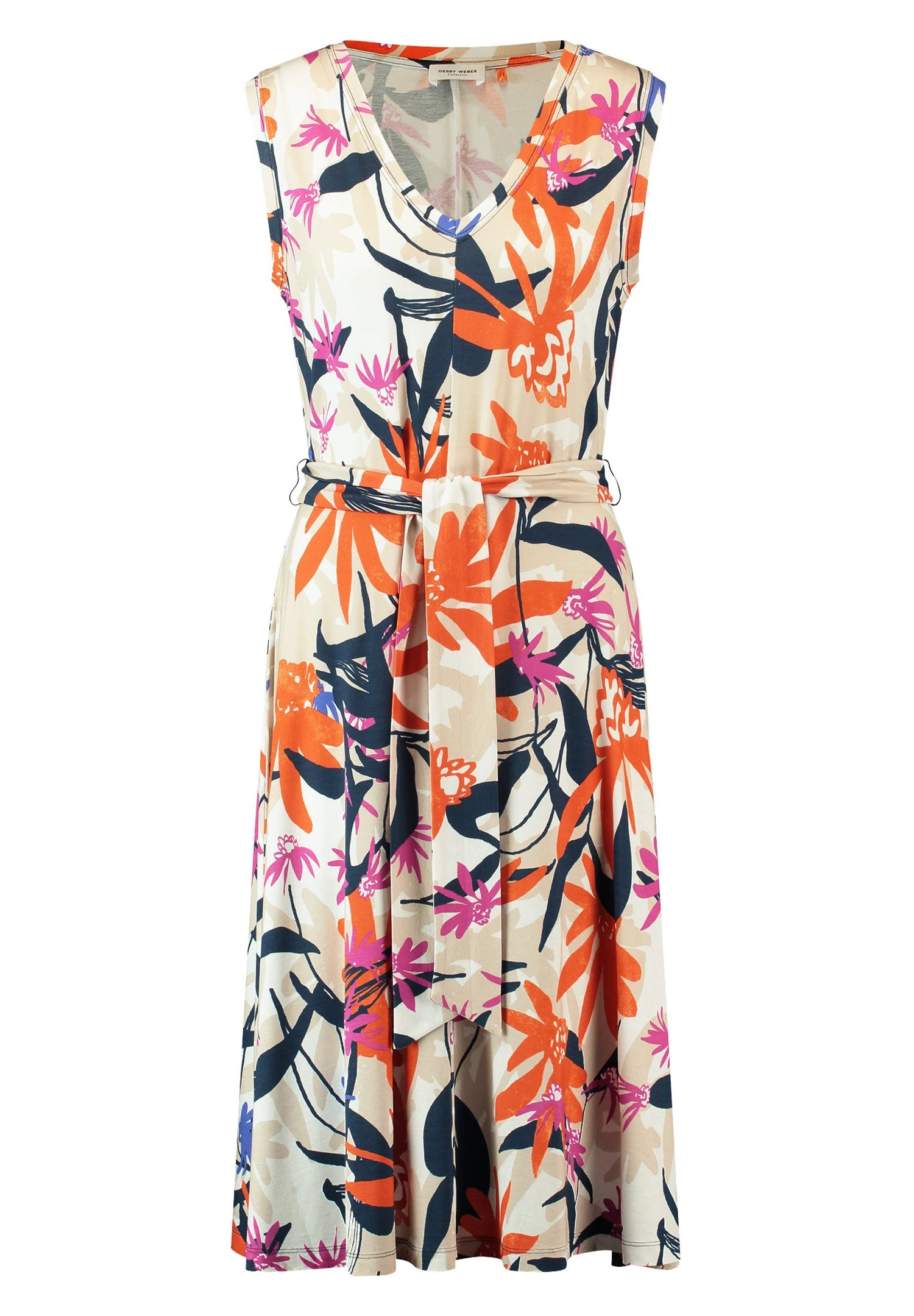 Gerry Weber Gemustertes A-Linien- Mit Taillen - Jurk - Ecru/Weiss/Rot/Orange/Druck 5 Gerry Weber Gemustertes A-Linien- Mit Taillen - Jurk - Ecru/Weiss/Rot/Orange/Druck - Afbeelding 5