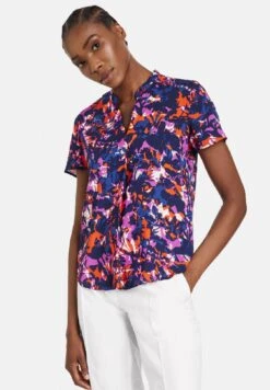 Gerry Weber 26 Gerry Weber Kurzarm Gemusterte - Blouse - Blau Lila Pink Druck