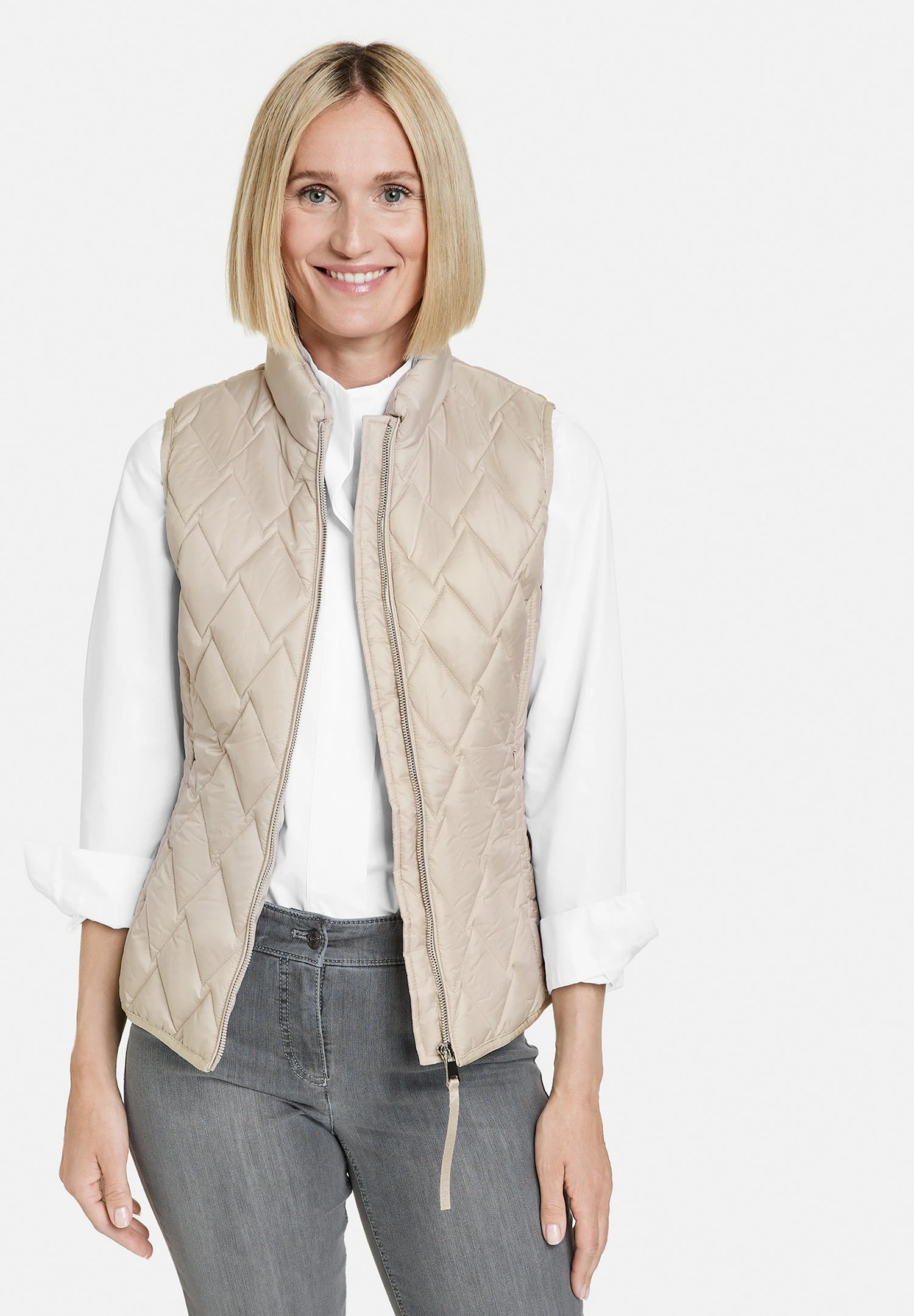 Gerry Weber Outdoor Lang Mit Leichter Taillieru - Bodywarmer - Silver Cloud 1 Gerry Weber Outdoor Lang Mit Leichter Taillieru - Bodywarmer - Silver Cloud
