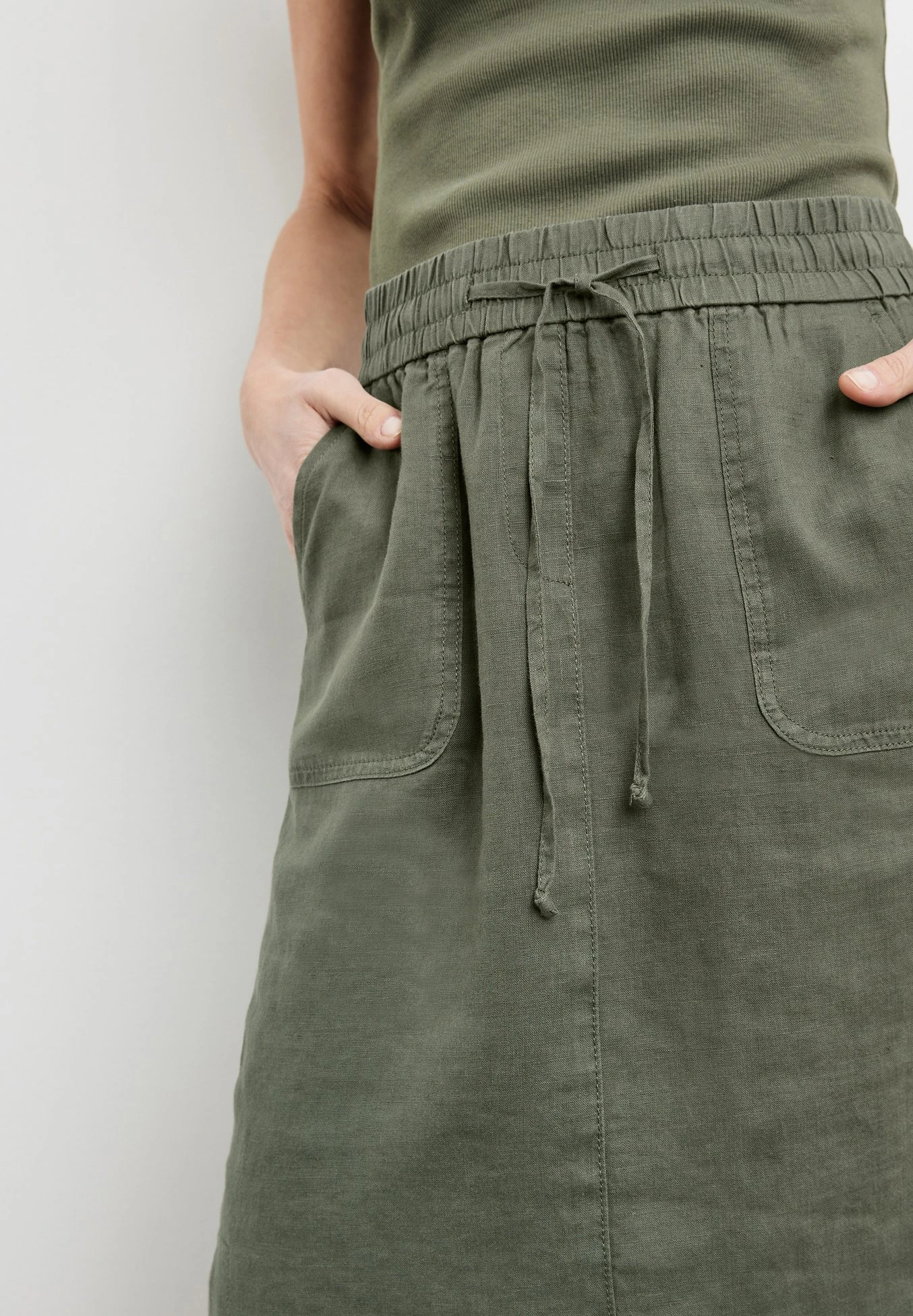 A-Lijn Rok - Olive 4 A-Lijn Rok - Olive - Afbeelding 4