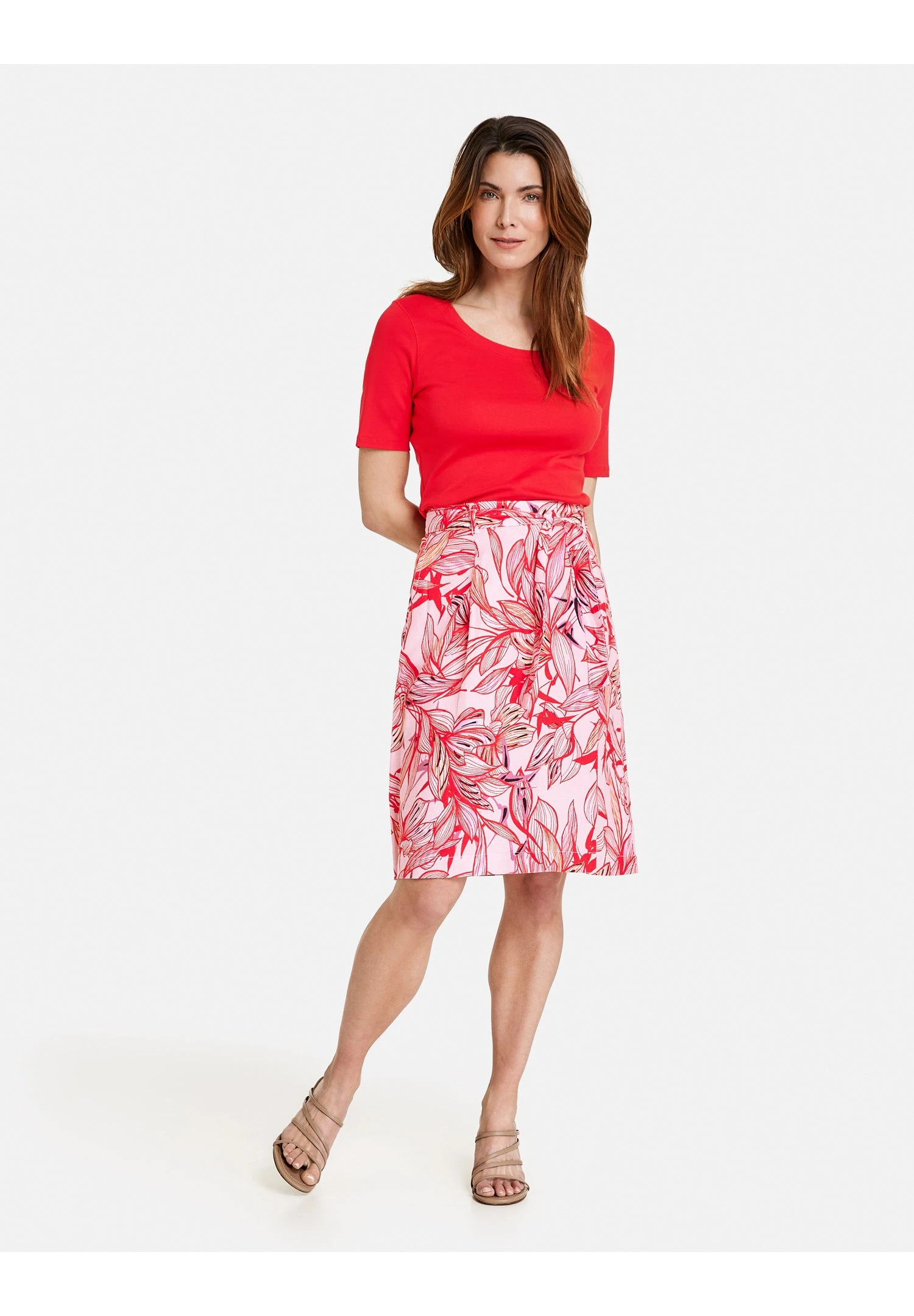 Gerry Weber A-Lijn Rok - Lila Pink Rot Orange Druck 2 Gerry Weber A-Lijn Rok - Lila Pink Rot Orange Druck - Afbeelding 2