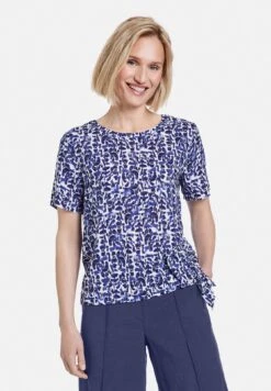 1/2 Arm - Blouse - Blau Ecru Weiss Druck