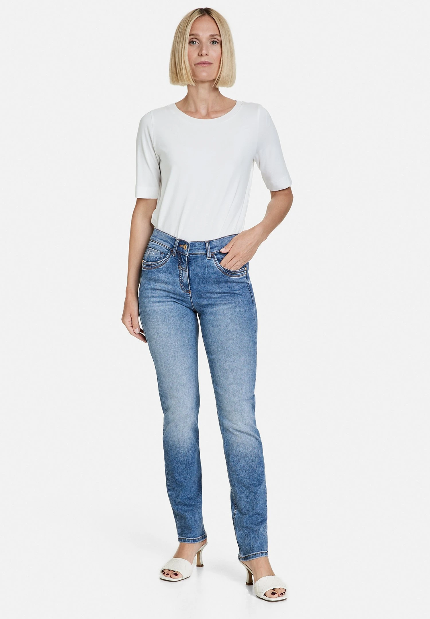 Gerry Weber Lang 5-Pocket Best Me- Slim Fit Jeans - Blue Denim With Use 2 Gerry Weber Lang 5-Pocket Best Me- Slim Fit Jeans - Blue Denim With Use - Afbeelding 2