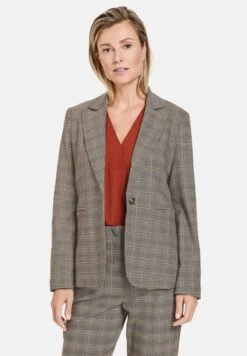 Gerry Weber Langarm Gefüttert Fein Karierter Mit R - Blazer - Sand Schwarz Lava Karo
