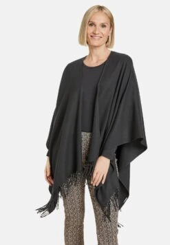 Gerry Weber Poncho With Fringes - Poncho - Schwarz