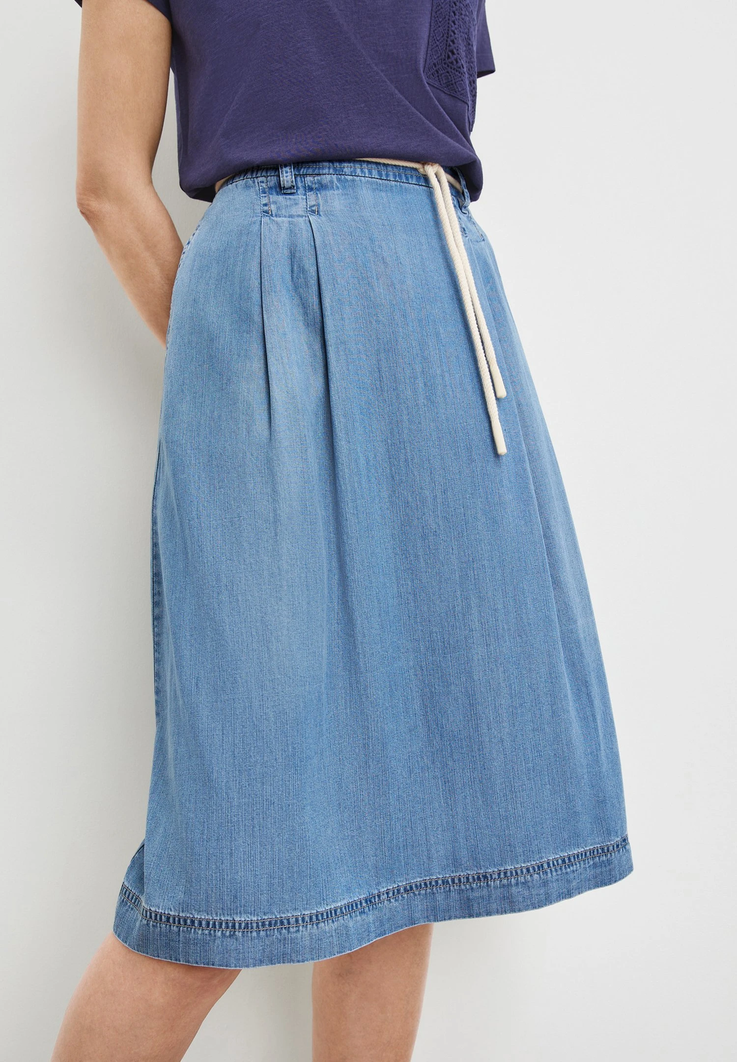 Gerry Weber Weit AusgestellterMit Kordelban - A-Lijn Rok - Blau Denim Mit Use 4 Gerry Weber Weit AusgestellterMit Kordelban - A-Lijn Rok - Blau Denim Mit Use - Afbeelding 4