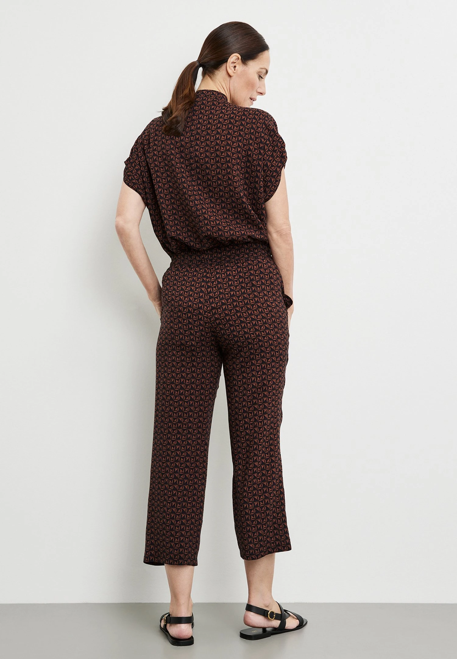 Gerry Weber Verkürzt Gemusterte Schlupf Easy F - Broek - Blau Braun Druck 3 Gerry Weber Verkürzt Gemusterte Schlupf Easy F - Broek - Blau Braun Druck - Afbeelding 3