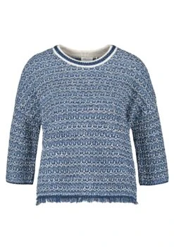 Gerry Weber 3/4 Arm Mit Franse - Trui - Blau Ecru Weiss Gemuster -Gerry Weber 9418c76eb87d420788c9053165155020