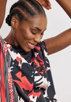 T-Shirt Print - Schwarz Rot Orange Druck