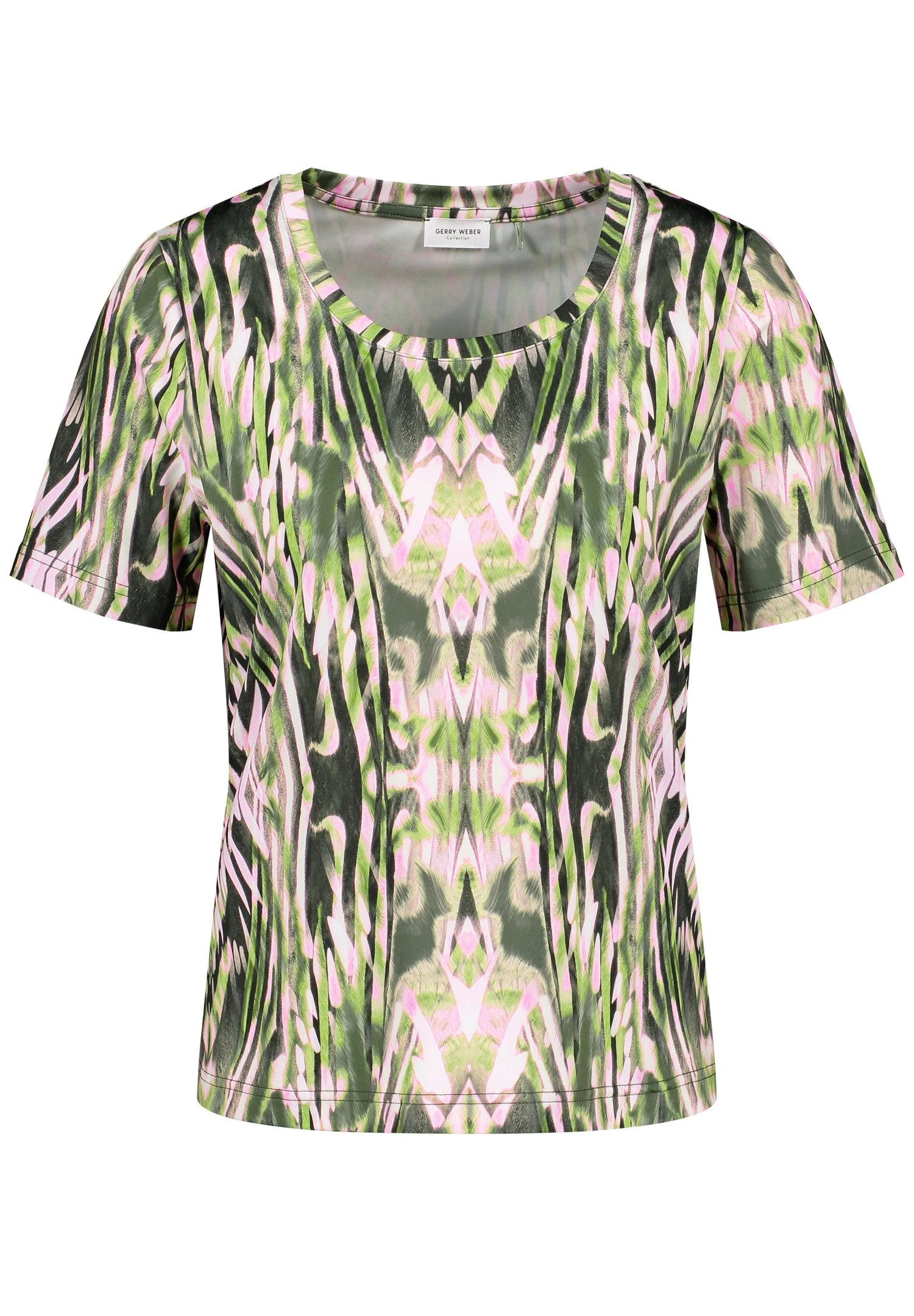 Gerry Weber 1/2 Arm Gemustertes T-Shirt In Batik-Optik - T-Shirt Print - Ecru Weiss Grün Druck 5 Gerry Weber 1/2 Arm Gemustertes T-Shirt In Batik-Optik - T-Shirt Print - Ecru Weiss Grün Druck - Afbeelding 5