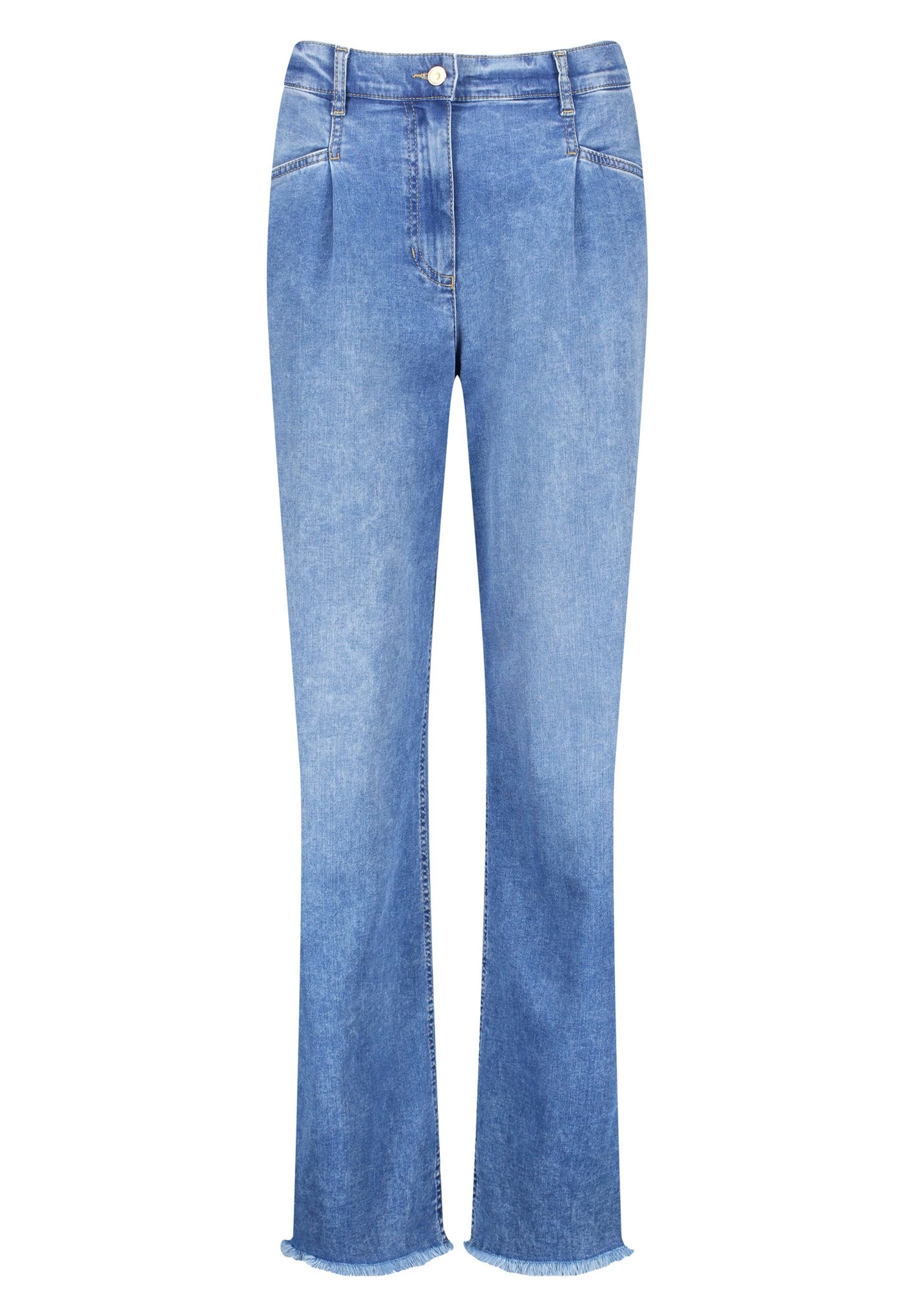 Gerry Weber Lang Wide Leg Mit Fransensaum - Straight Leg Jeans - Blue Denim Mit Use 5 Gerry Weber Lang Wide Leg Mit Fransensaum - Straight Leg Jeans - Blue Denim Mit Use - Afbeelding 5