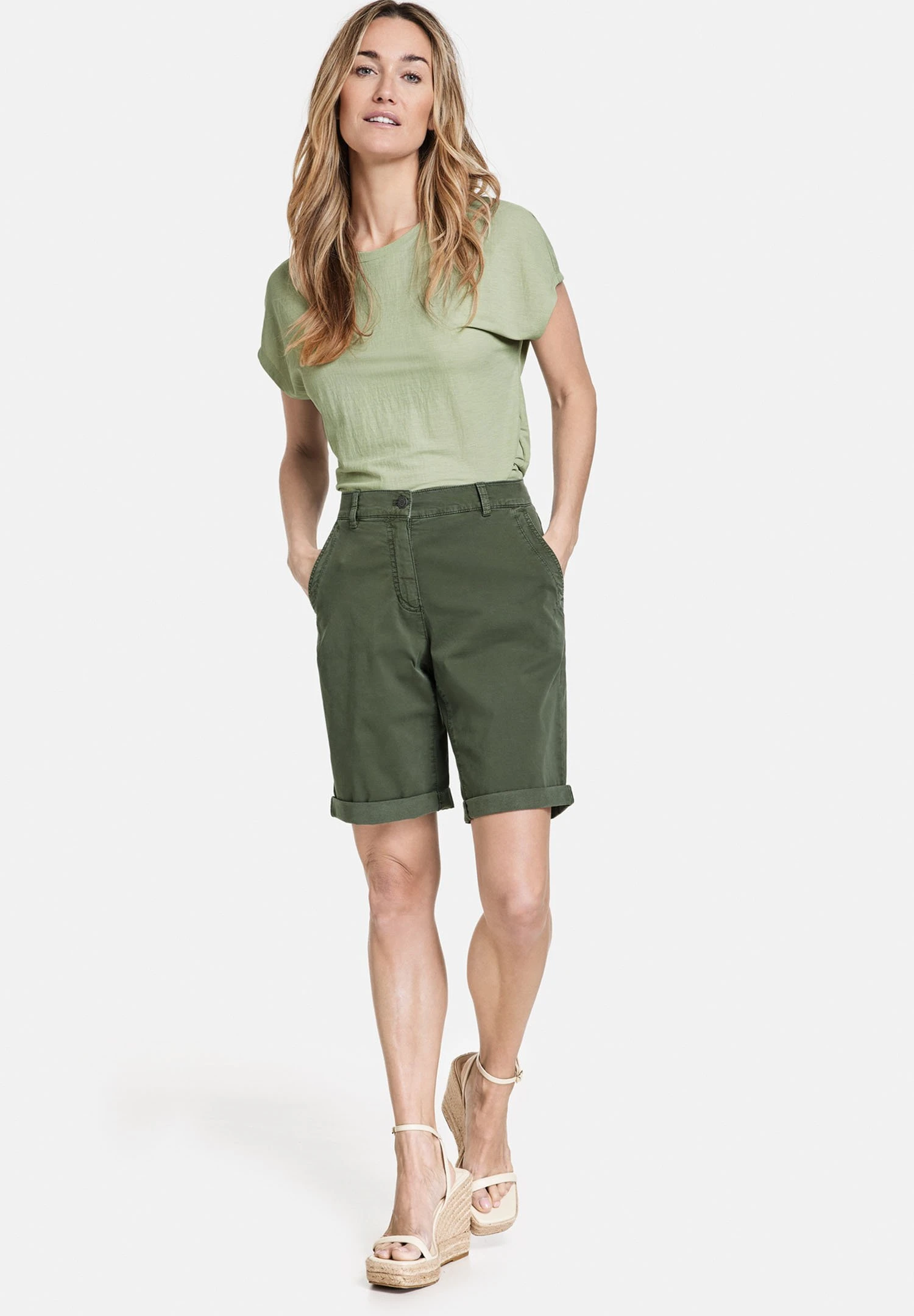 Gerry Weber Verkürzt- Shorts - Olive 2 Gerry Weber Verkürzt- Shorts - Olive - Afbeelding 2