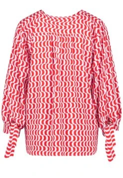 Gerry Weber Gemusterte 3/4 Arm Mit Bindedeta - Blouse - Ecru Weiss Rot Orange Druck -Gerry Weber a54b7edba2294265b7f4054d9d7d1579