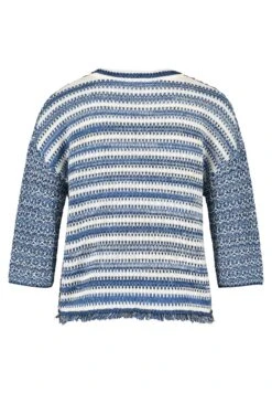 Gerry Weber 3/4 Arm Mit Franse - Trui - Blau Ecru Weiss Gemuster -Gerry Weber a6918b5b4a5f473cb2db9f3076091cd2