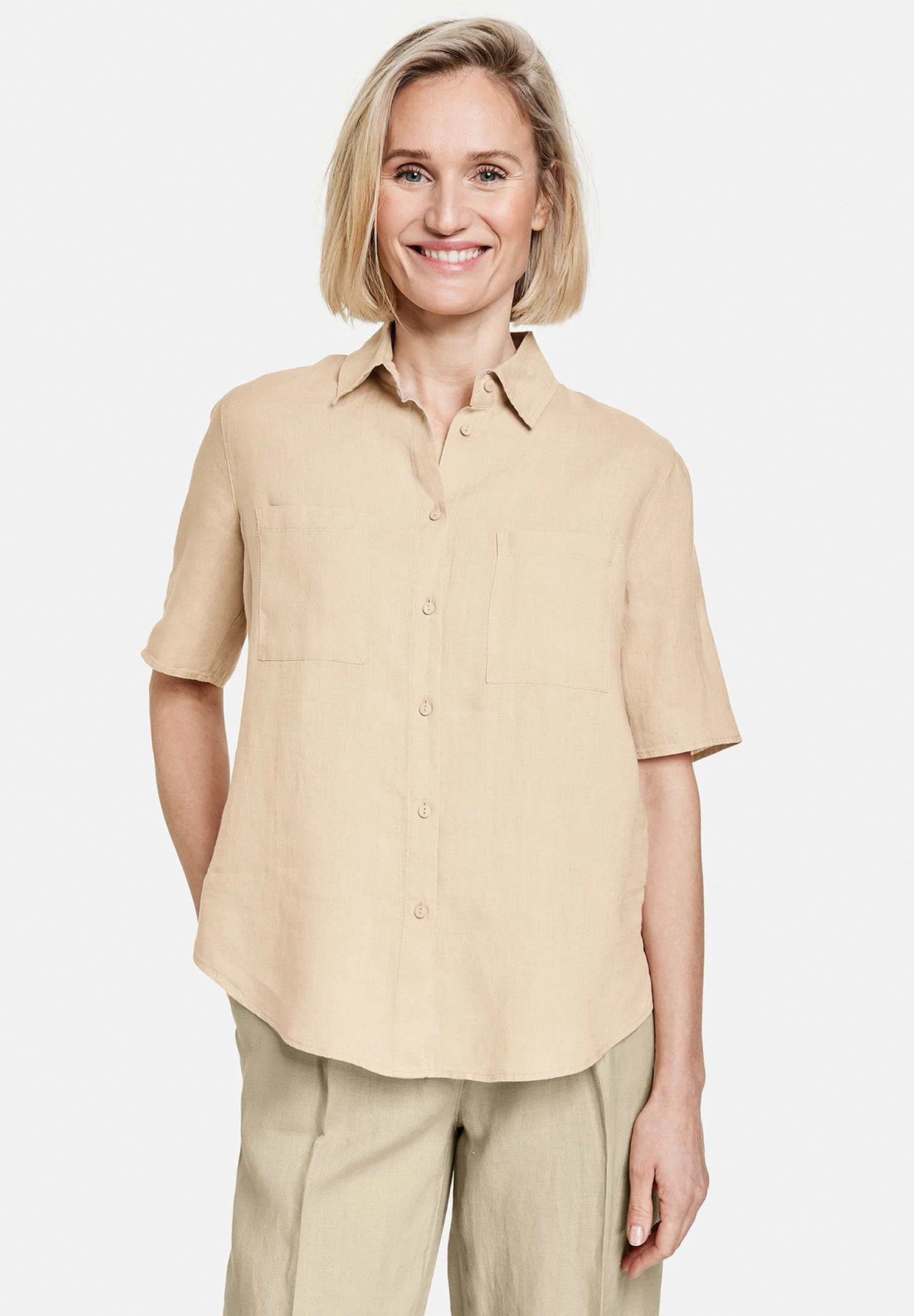 Gerry Weber Kurzarm Halbarm - Overhemdblouse - Sand 3 Gerry Weber Kurzarm Halbarm - Overhemdblouse - Sand - Afbeelding 3