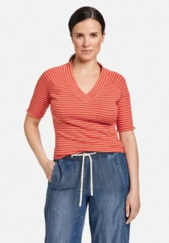 Gerry Weber Striped Half Sleeve Shirt - T-Shirt Print - Rot Orange Ecru Weiss Ringel