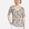 Gerry Weber 1/2 Arm Gemustertes Halbarm - T-Shirt Print - Schwarz Ecru Weiss Druck