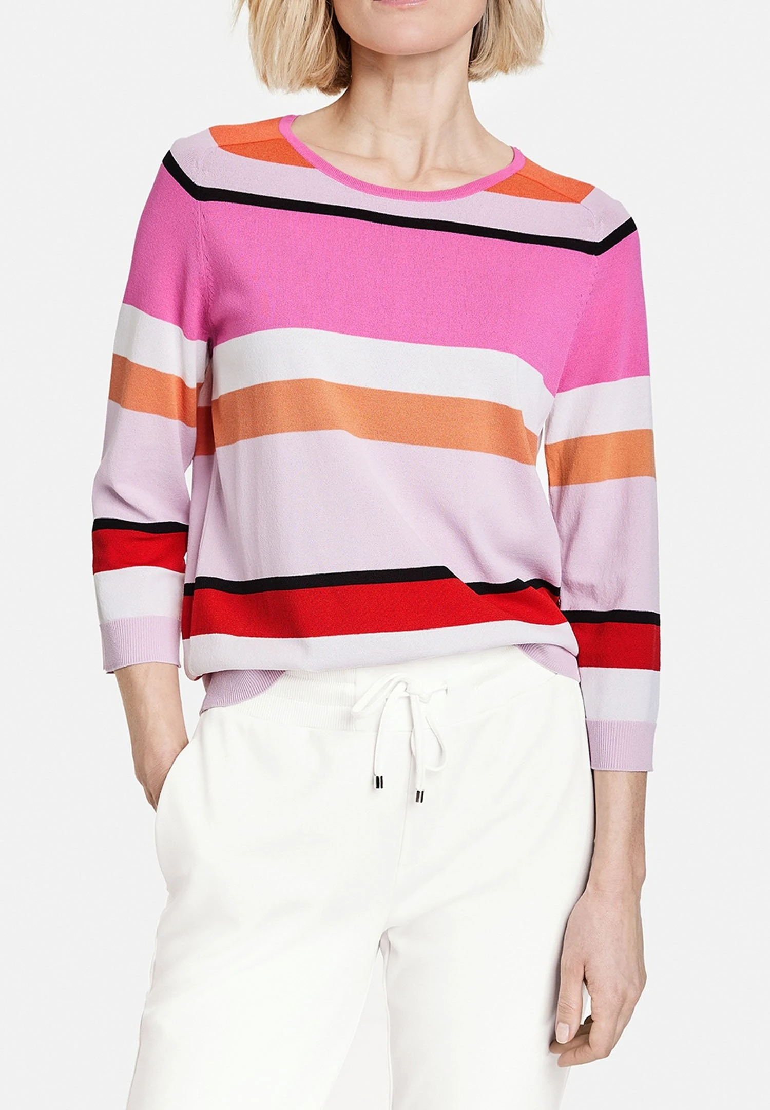 Gerry Weber Rundhals 3/4 Arm - Trui - Rot Orange Lila Pink Ringel 3 Gerry Weber Rundhals 3/4 Arm - Trui - Rot Orange Lila Pink Ringel - Afbeelding 3