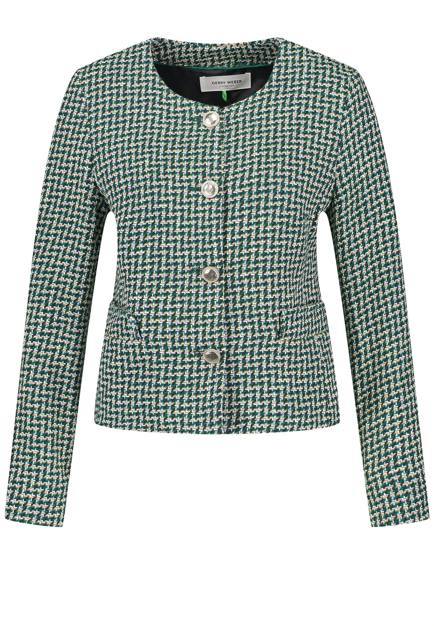 Gerry Weber Langarm Mit Hahnentritt - Blazer - Grün Blau Gemustert 5 Gerry Weber Langarm Mit Hahnentritt - Blazer - Grün Blau Gemustert - Afbeelding 5