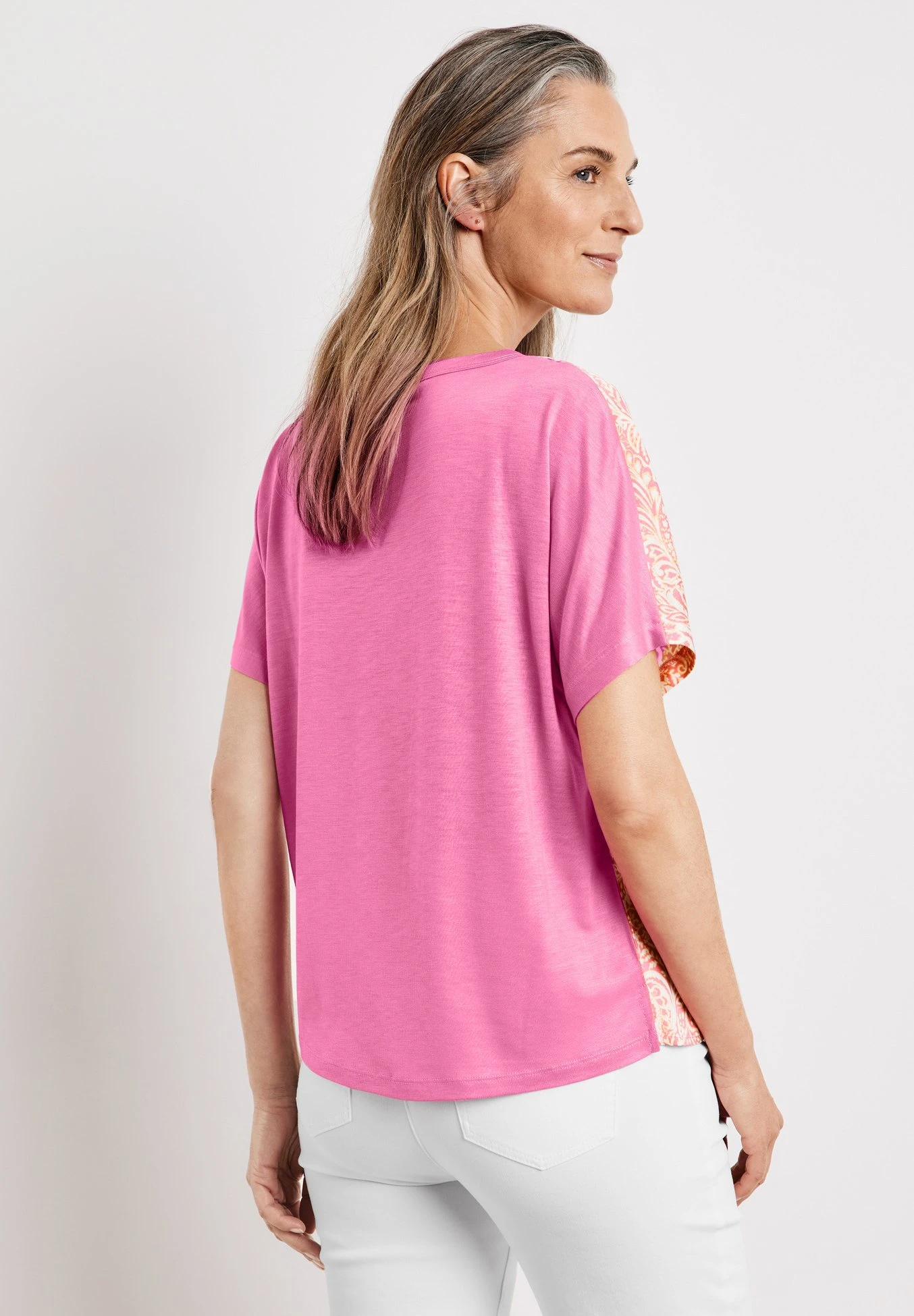 Gerry Weber 1/2 Arm Gemustertes Kurzarmshirt Mit Seitens - Blouse - Lila Pink Rot Orange Druck 2 Gerry Weber 1/2 Arm Gemustertes Kurzarmshirt Mit Seitens - Blouse - Lila Pink Rot Orange Druck - Afbeelding 2