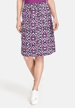 A-Lijn Rok - Lila Pink Schwarz Druck