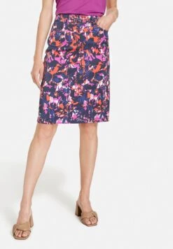 Gerry Weber 30 Gerry Weber Kurz Gemusterter - Jeansrok - Blau/Lila/Pink Druck