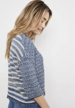 Gerry Weber 3/4 Arm Mit Franse - Trui - Blau Ecru Weiss Gemuster -Gerry Weber e05b6aa62467449da4e1a59cf17c138a