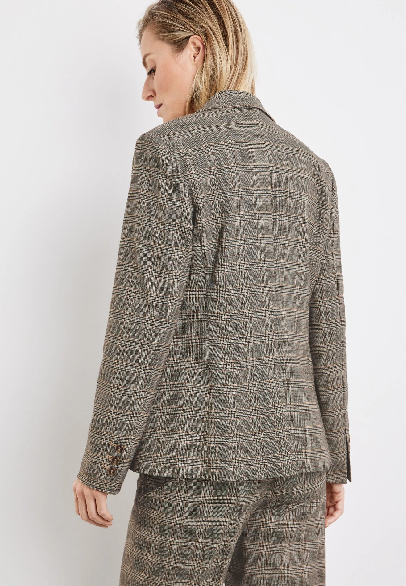 Gerry Weber Langarm Gefüttert Fein Karierter Mit R - Blazer - Sand Schwarz Lava Karo 2 Gerry Weber Langarm Gefüttert Fein Karierter Mit R - Blazer - Sand Schwarz Lava Karo - Afbeelding 2