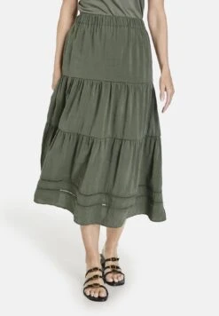 Gerry Weber Lang Weit Mit Stufen - A-Lijn Rok - Olive